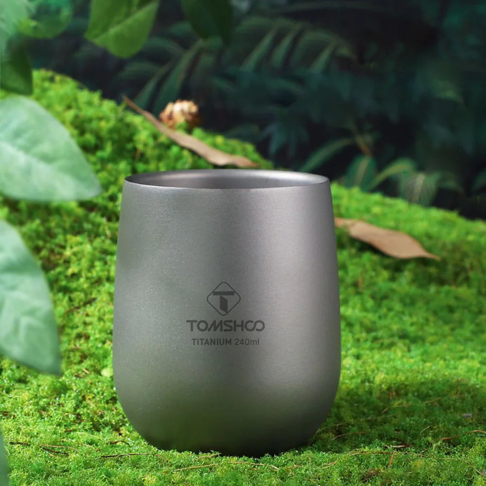 TOMSHOO Titanium Double-Wall Cup – Insulated Drink Cup for Camping & Travel