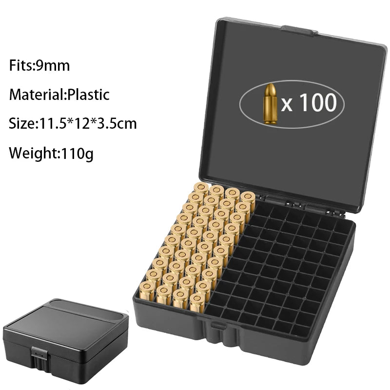AIRSSON Ammunition Case – 50/100 Round Ammo Storage Box for .38super, 9mm, .223, 7.62x39