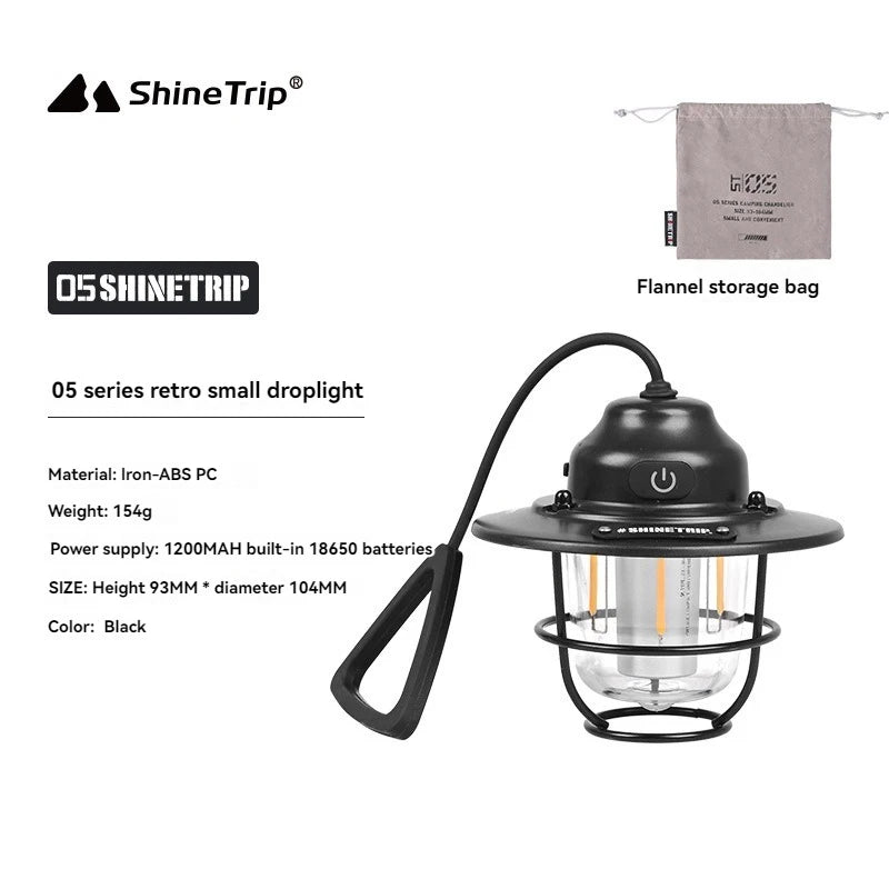 SHINETRIP Outdoor Retro Small Drop Light – USB Rechargeable LED Hanging Lamp for Camping & Tents