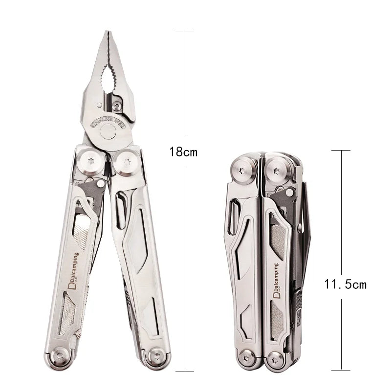 DAICAMPING DL30 Multitool with Folding Knife, Scissors, Pliers, and Survival Gear for Outdoors