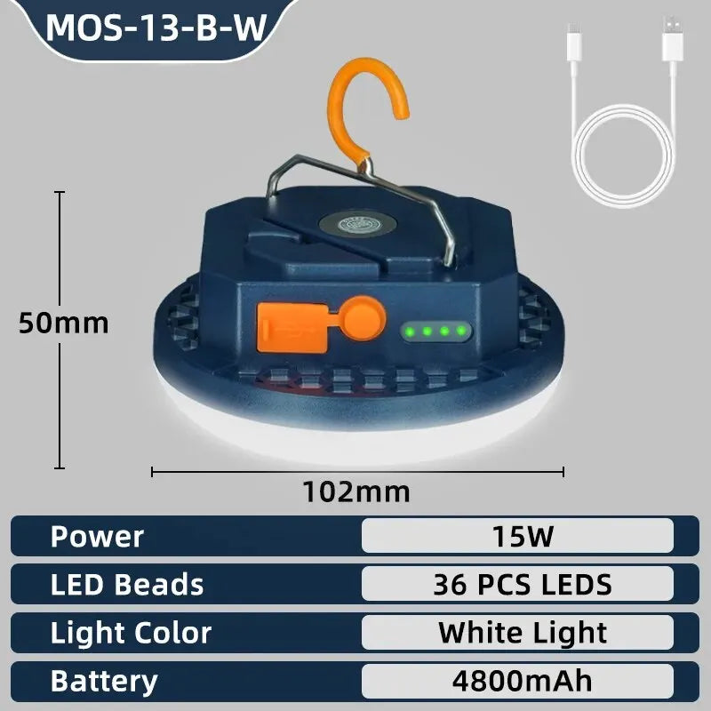 MOSLIGHTING Rechargeable Camping Lantern - 13500mAh Magnetic Tent Light with USB Charging