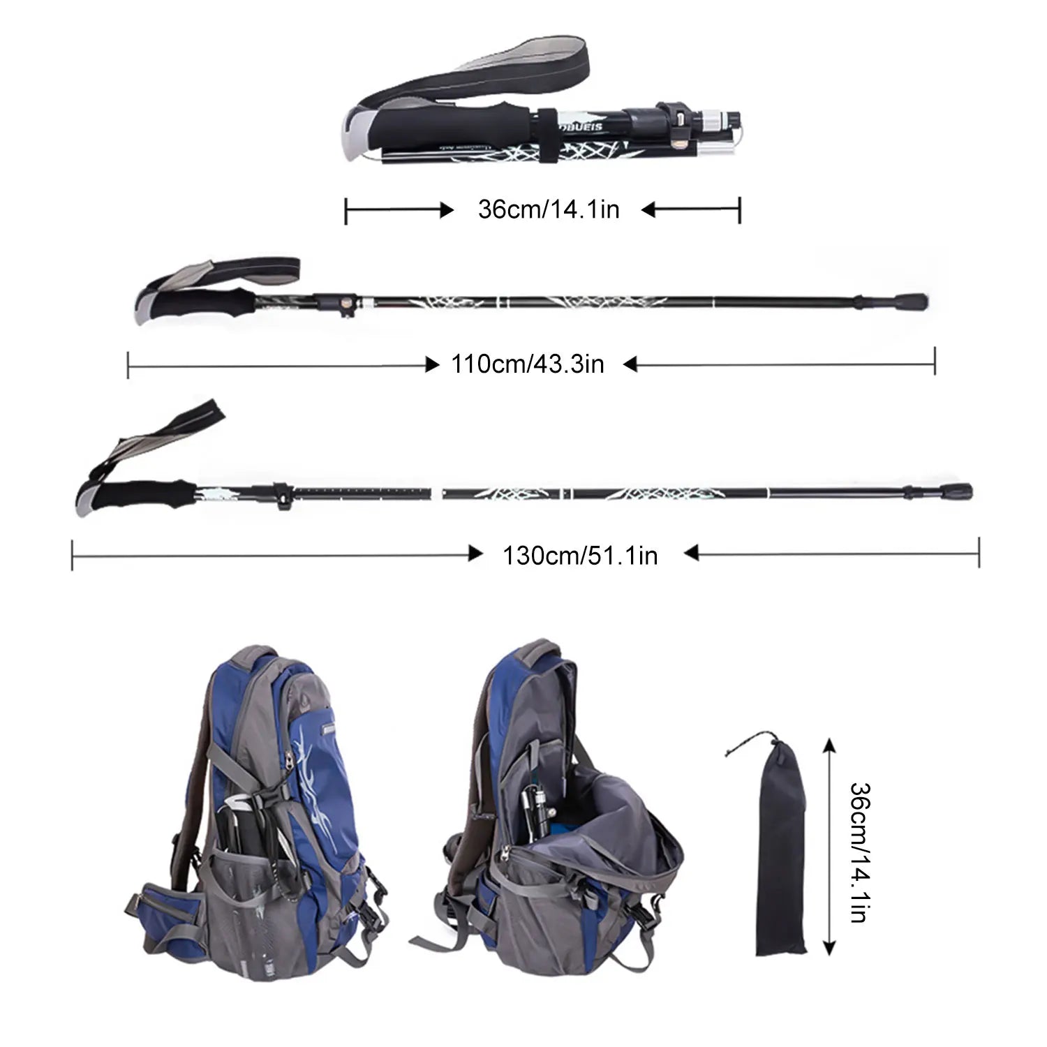 WESTTUNE 5-Section Telescopic Trekking Pole – Lightweight Adjustable Hiking & Walking Stick