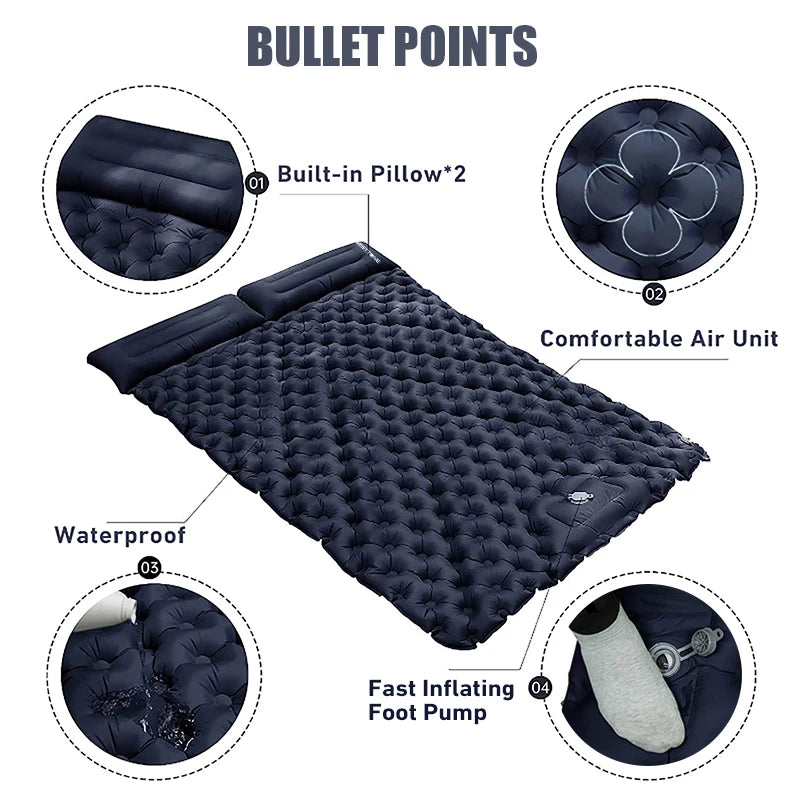 WEST TUNE Double Inflatable Mattress with Built-in Pillow Pump for Camping