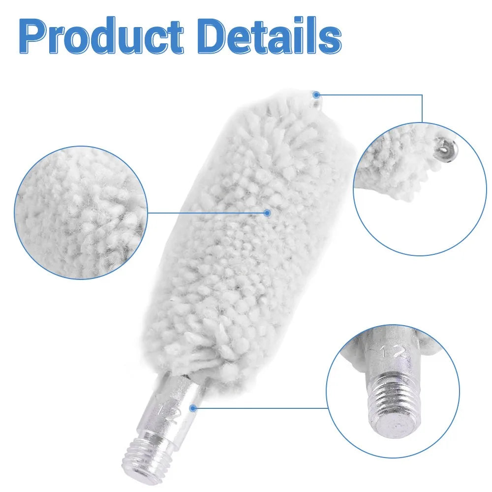 5Pcs Gun Cleaning Brush Head Kit – 9mm, .30/.300/.308cal, .22cal, .45cal, 12GA Cotton Mop Brushes