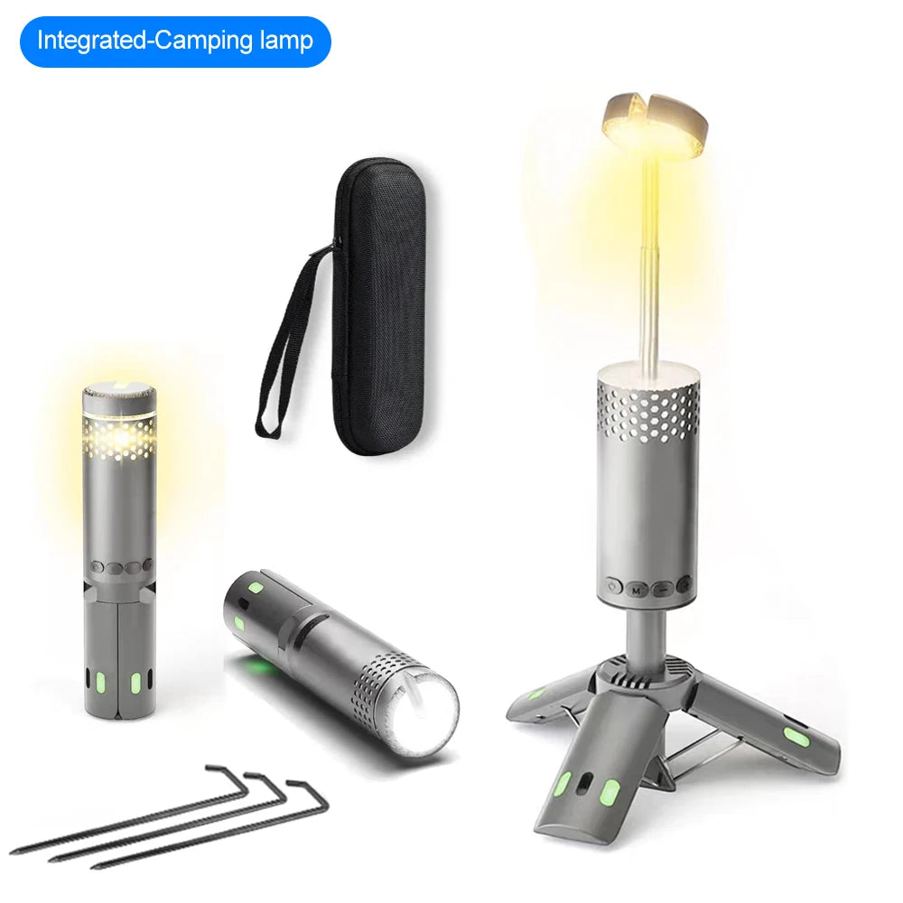 NEWSTYLE Telescopic LED Camping Lantern - Rechargeable Tripod Light with Flashlight Function