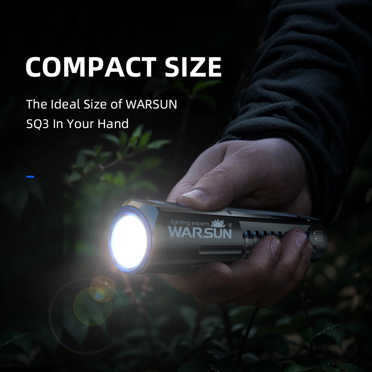 WARSUN SQ03 2000 Lumen Torch USB-C Rechargeable Tactical Flashlight with COB Side Light and Magnet