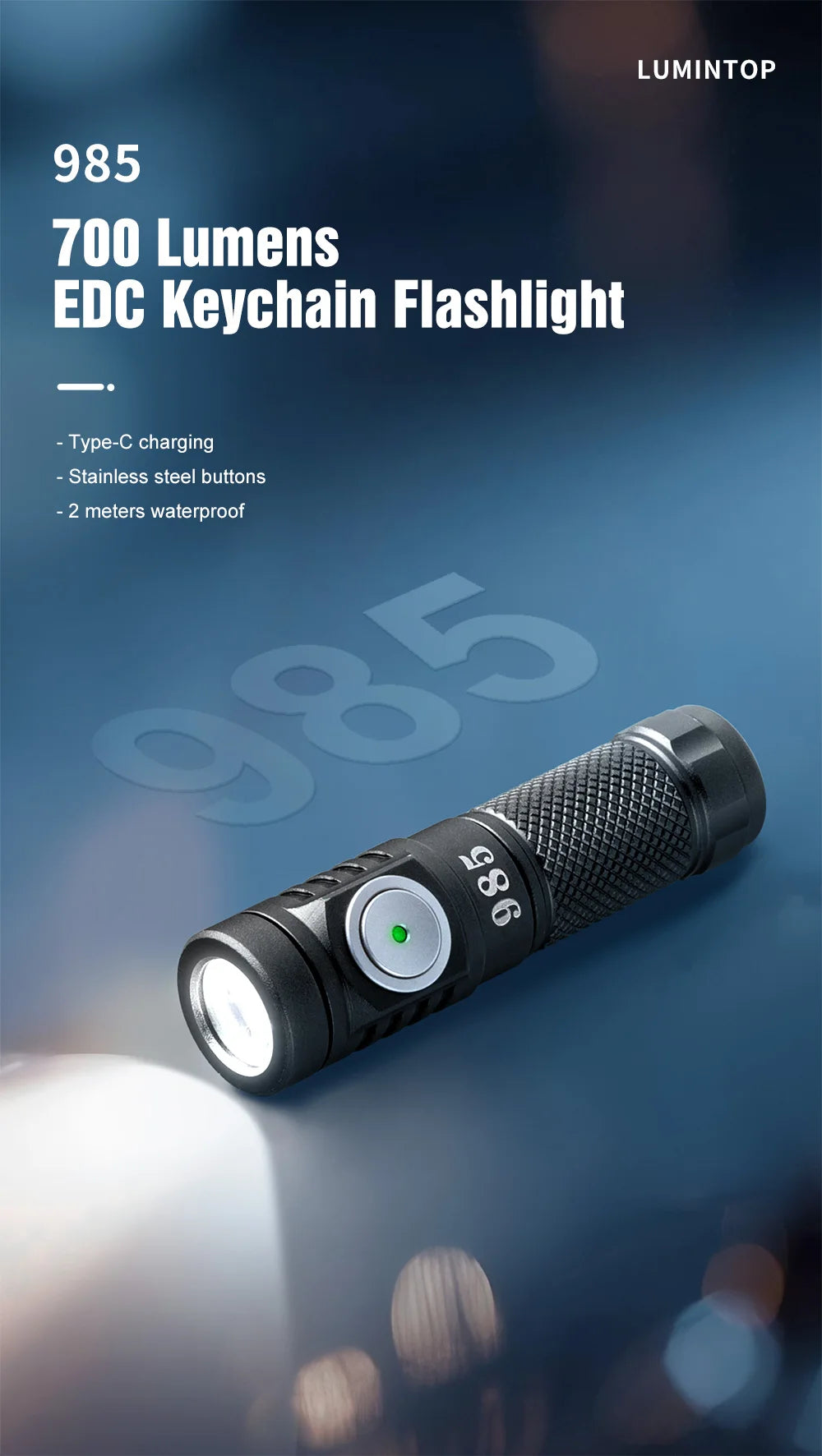 LUMINTOP 985 FROG V3.0 Mini Flashlight - 570 Lumen Keychain EDC Torch with Dual Battery Options