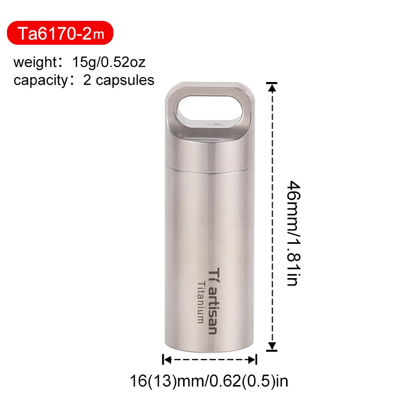 TIARTISAN Titanium Mini EDC Waterproof Pill Box for Outdoor and Home Use