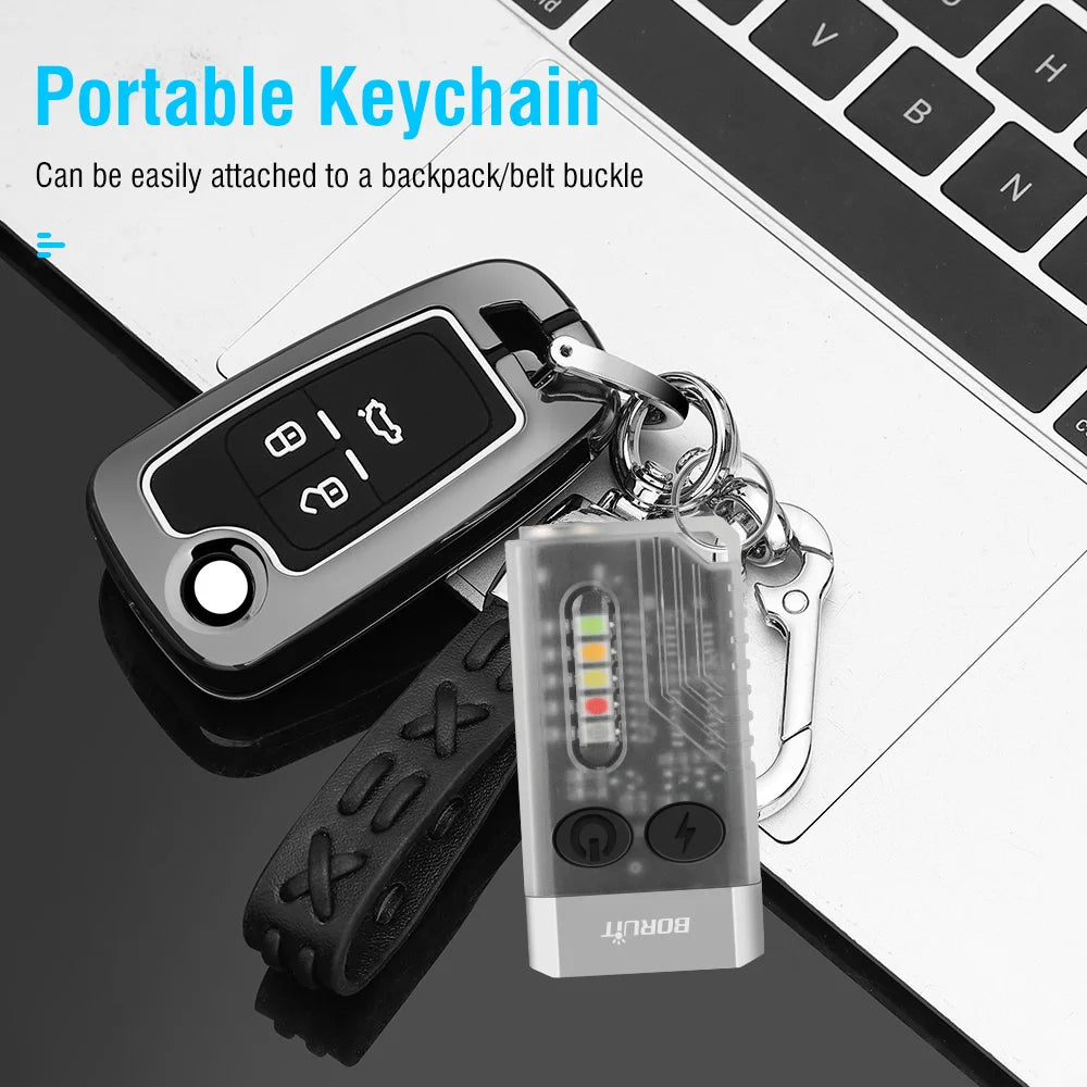 BORUIT V10 USB-C Rechargeable Keychain Flashlight 1000lm Mini Torch with UV and Magnet