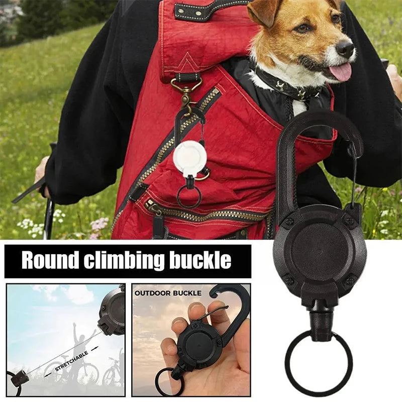 Automatic Retractable Wire Rope Keychain with Carabiner for Outdoor Use