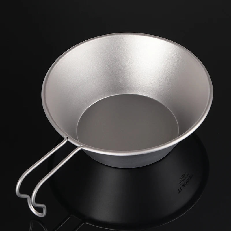 TIARTISAN 260ml Titanium Sierra Bowl with Fixed Handle for Camping