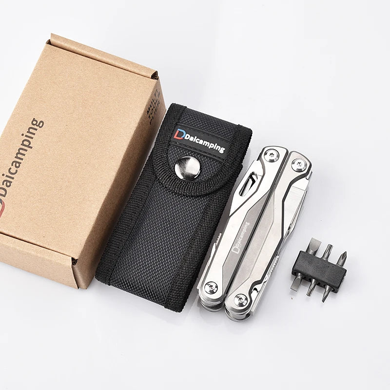 DAICAMPING DL7 Multi-Tool with Titanium Alloy Handle, Folding Knife, Pliers, and Scissors for Camping