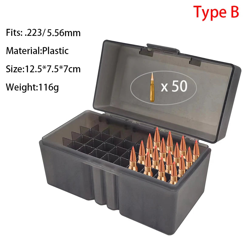 AIRSSON Bullet Box – 50/99 Round Ammo Storage Case for 9mm, .223/5.56mm, 7.62x39mm