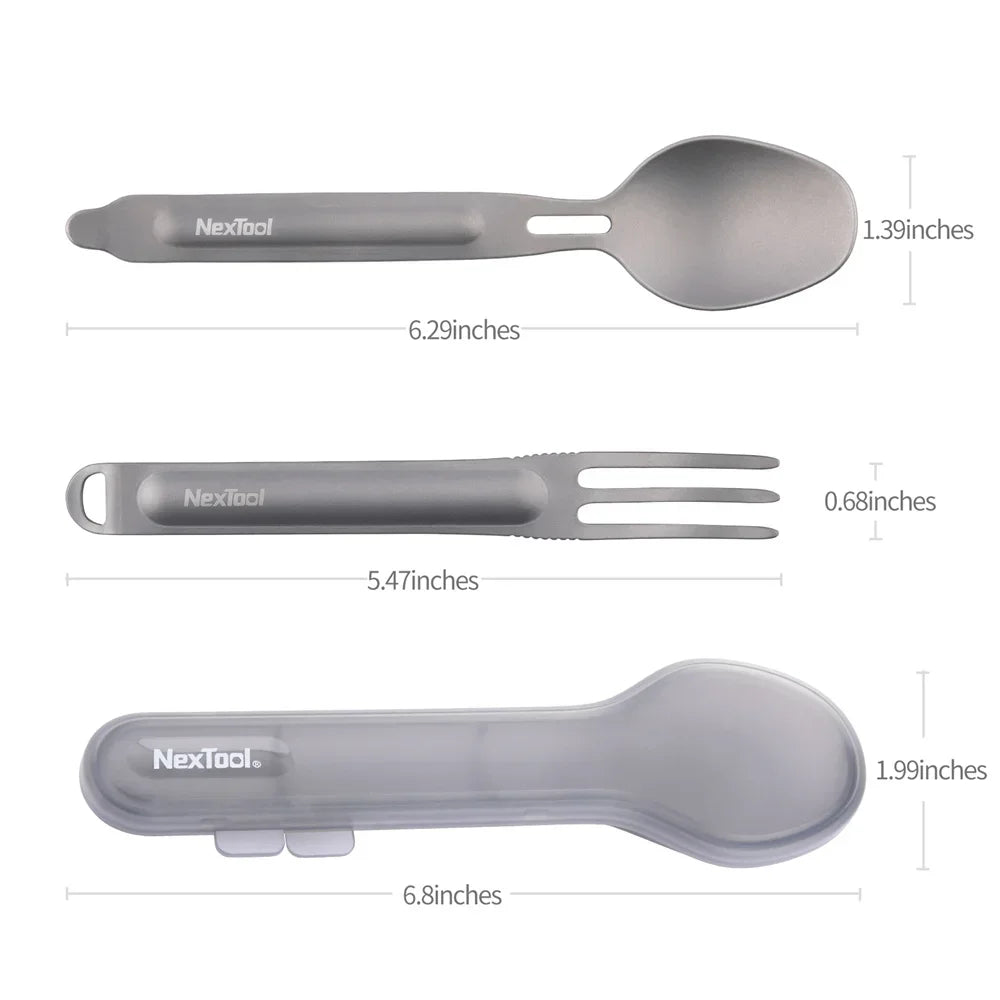 NEXTOOL Titanium Spoon and Spork Set for Camping and Outdoor Use