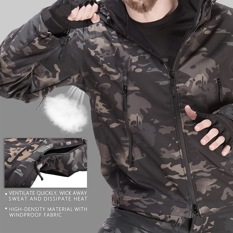 HAN WILD Softshell Hunting Set - Windproof Fleece-Lined Jacket & Pants for NZ Expeditions