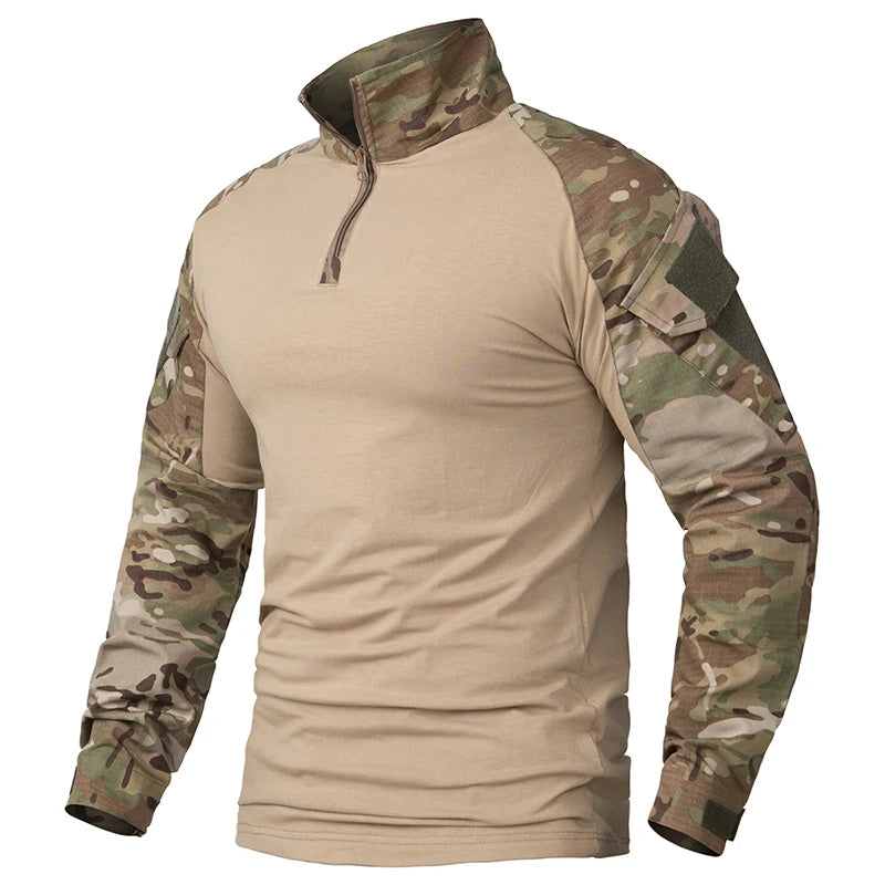 REFIRE GEAR Men's Camouflage Tactical Combat Shirt 1/4 Zip
