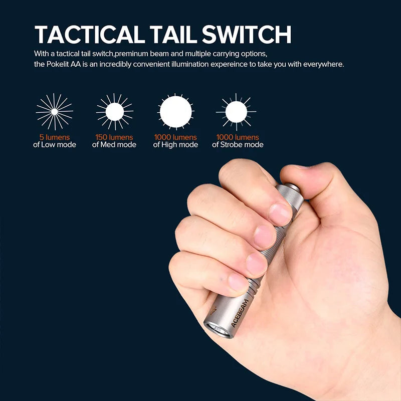 ACEBEAM Pokelit AA Titanium 1000 Lumen EDC USB-C Flashlight
