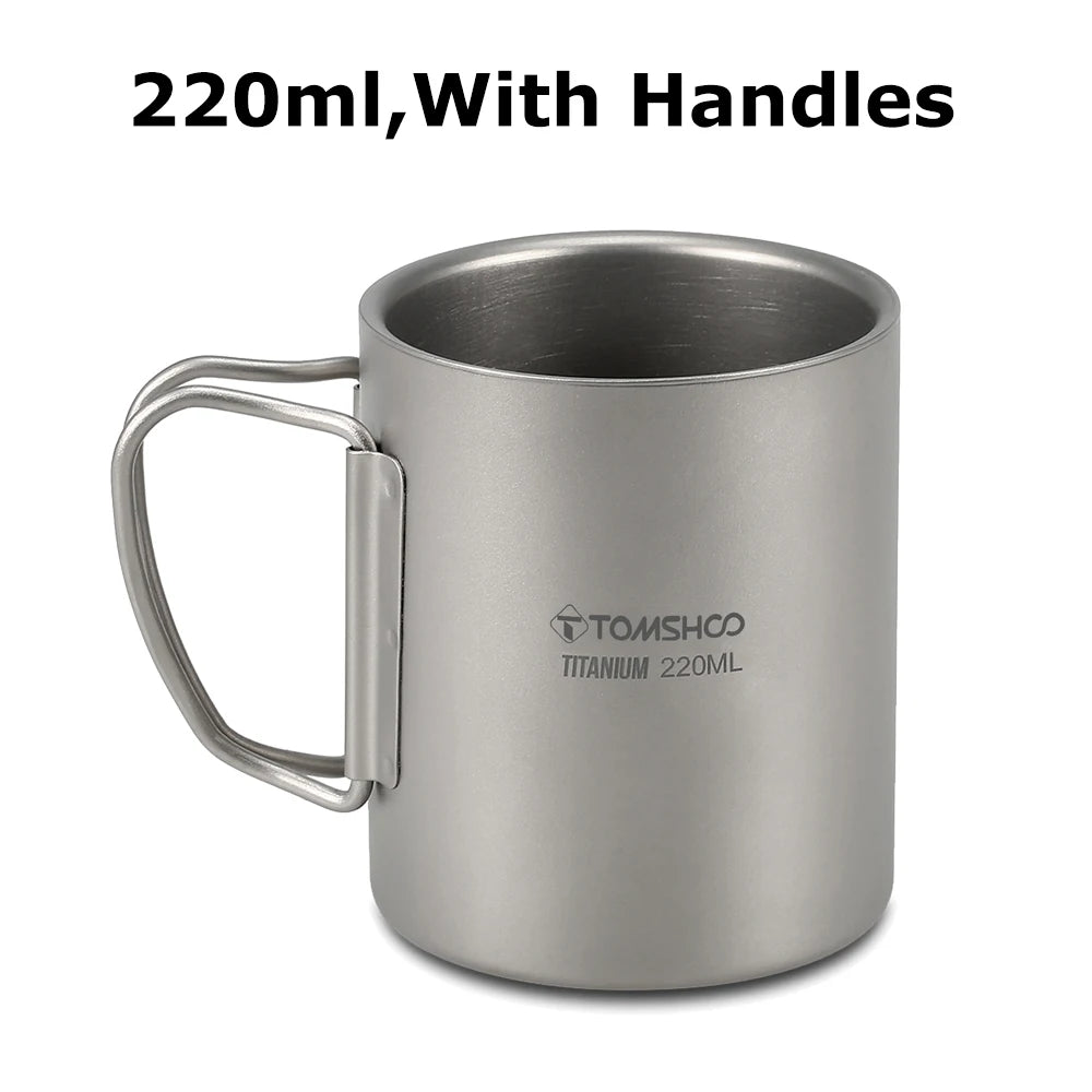 TOMSHOO Double-Wall Titanium Cup – Insulated Water & Coffee Mug for Camping & Home