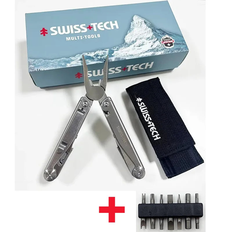 SWISS TECH 18-in-1 Multitool Pliers with Knife for EDC and Outdoor Use