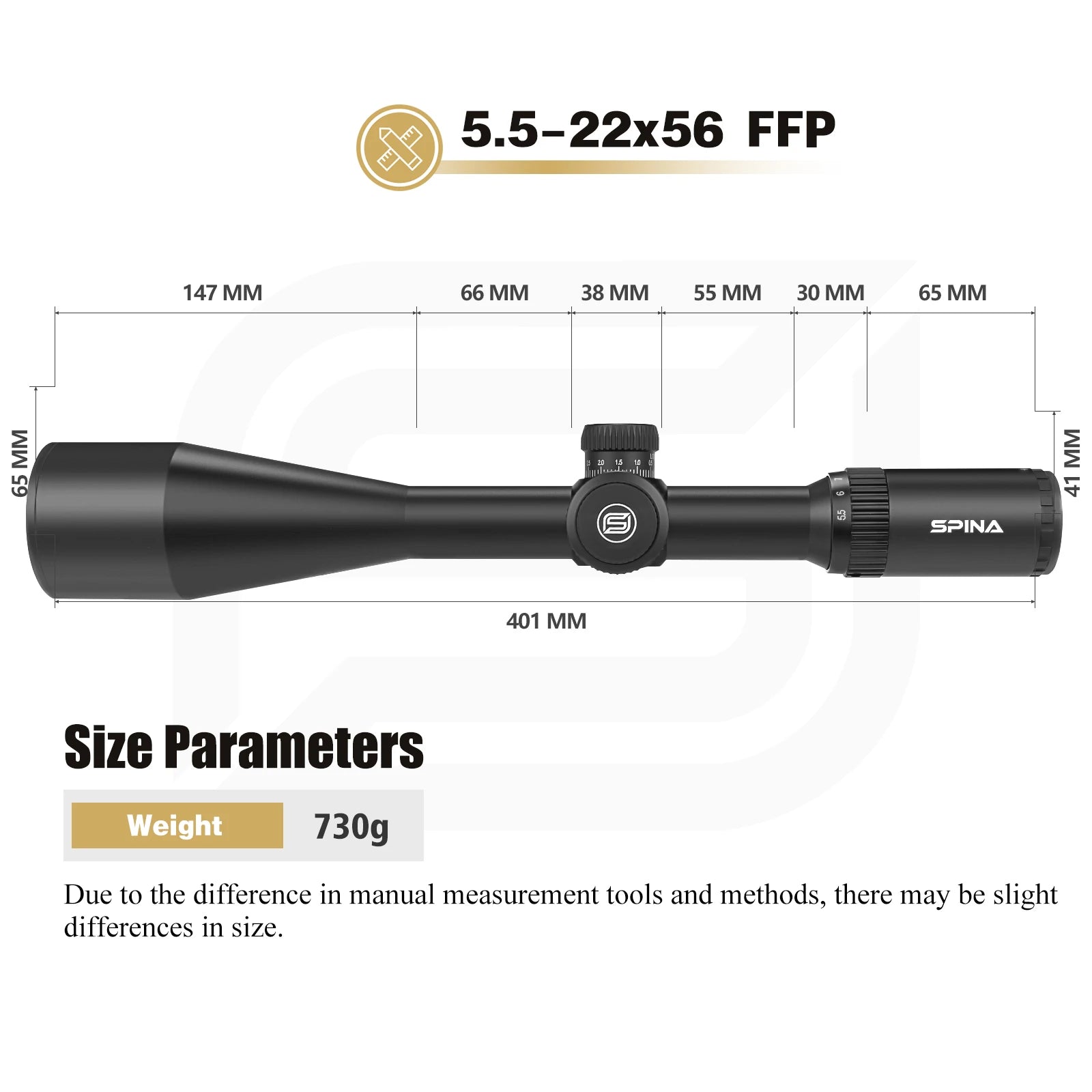 SPINA OPTICS WolfChase 5.5-22x56 FFP Rifle Scope – Long-Range Tactical Optic for Hunting