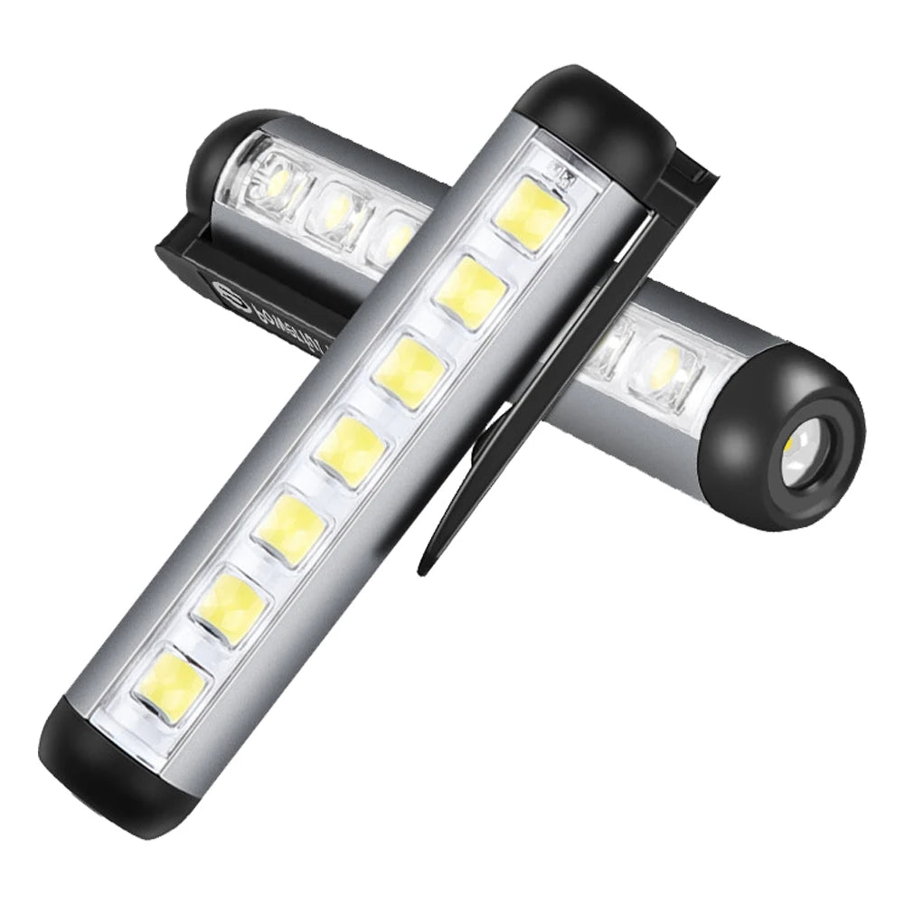 BORUIT Mini USB-C Rechargeable Flashlight 300lm Magnetic Clip Torch for Camping