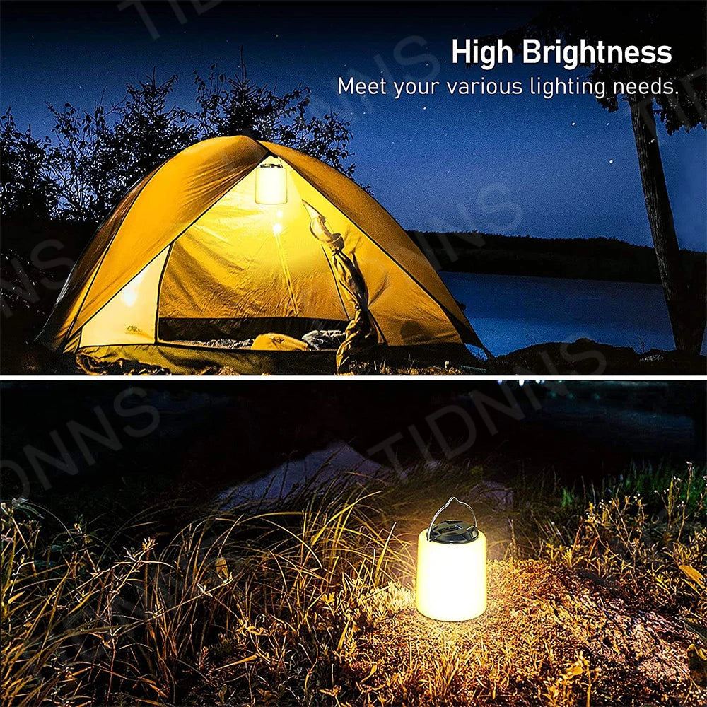 TIDNNS LED Rechargeable Camping Lantern - Portable Light with Built-in Flashlight Function