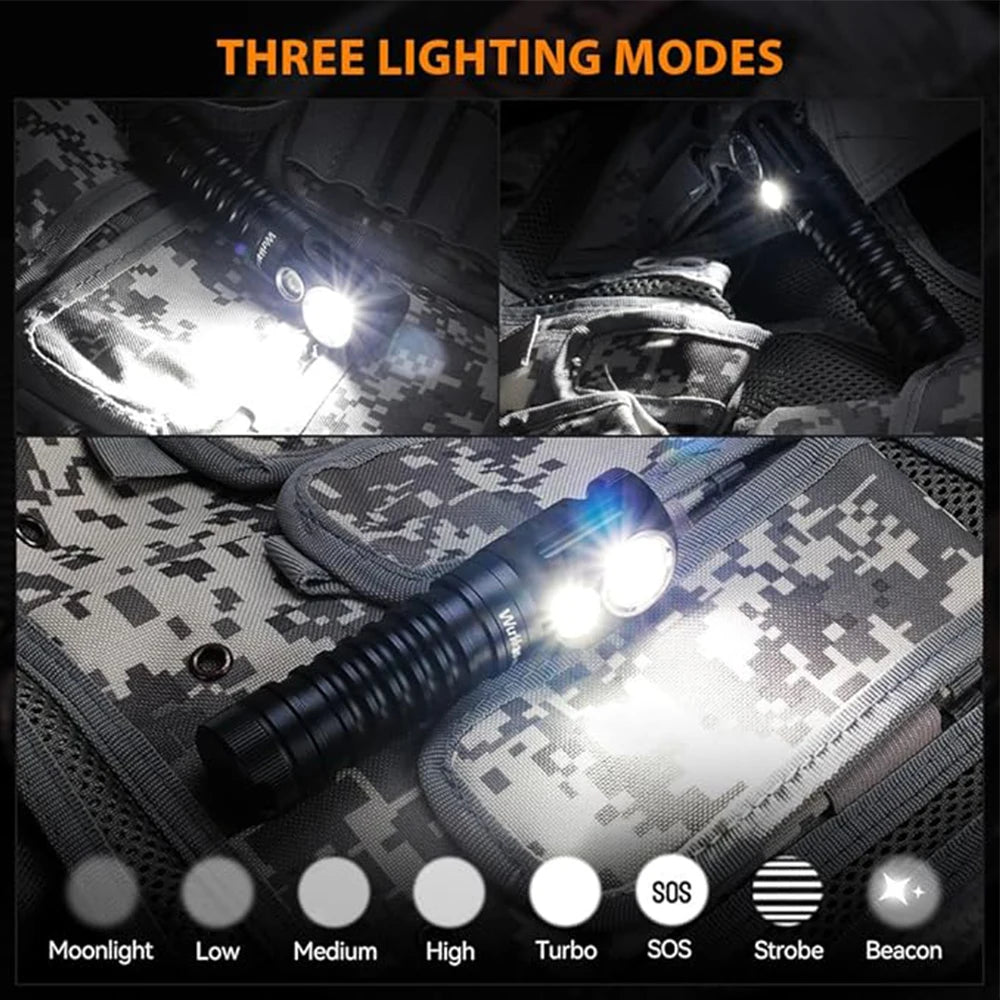 WURKKOS HD20 Dual LED 2000 Lumen USB-C Rechargeable Headlamp and Work Light