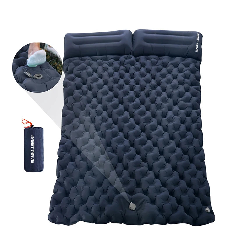 WEST TUNE Double Inflatable Mattress with Built-in Pillow Pump for Camping