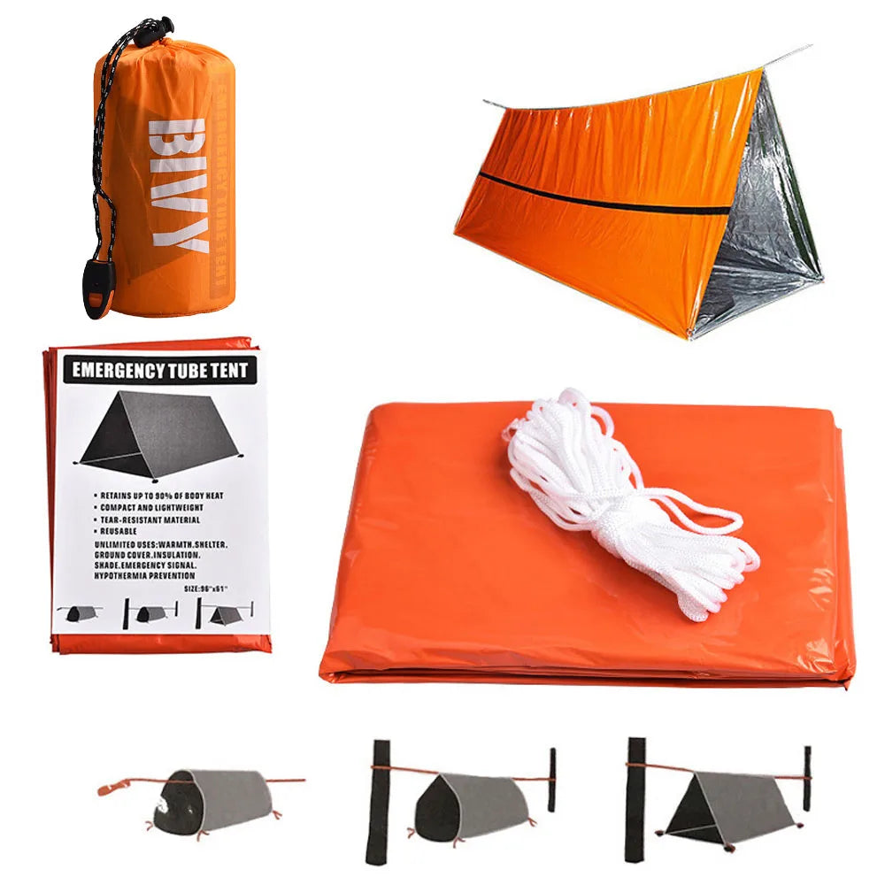 XIYEAR 2-Person Emergency Shelter Tube Tent with Thermal Blanket