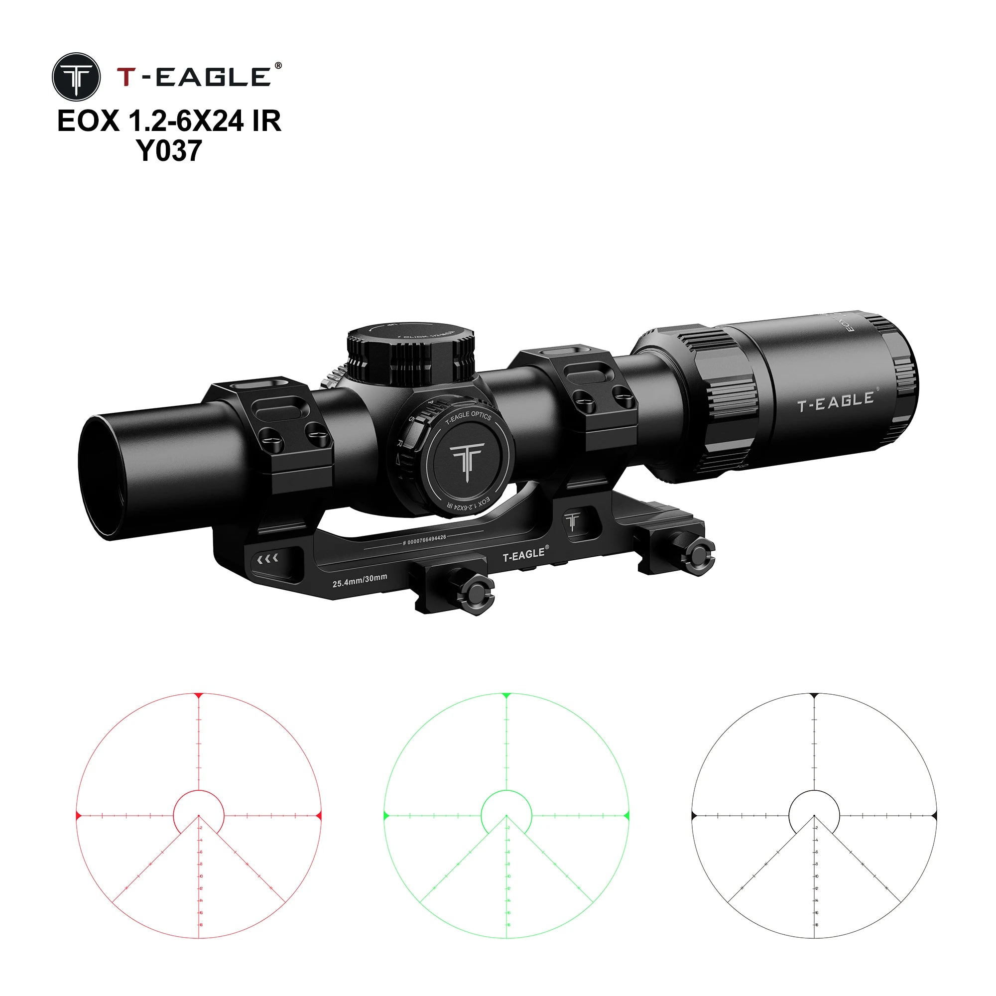 T-EAGLE EOX 1.2-6×24 IR Tactical LPVO Rifle Scope - Illuminated Variable Optic for Hunting