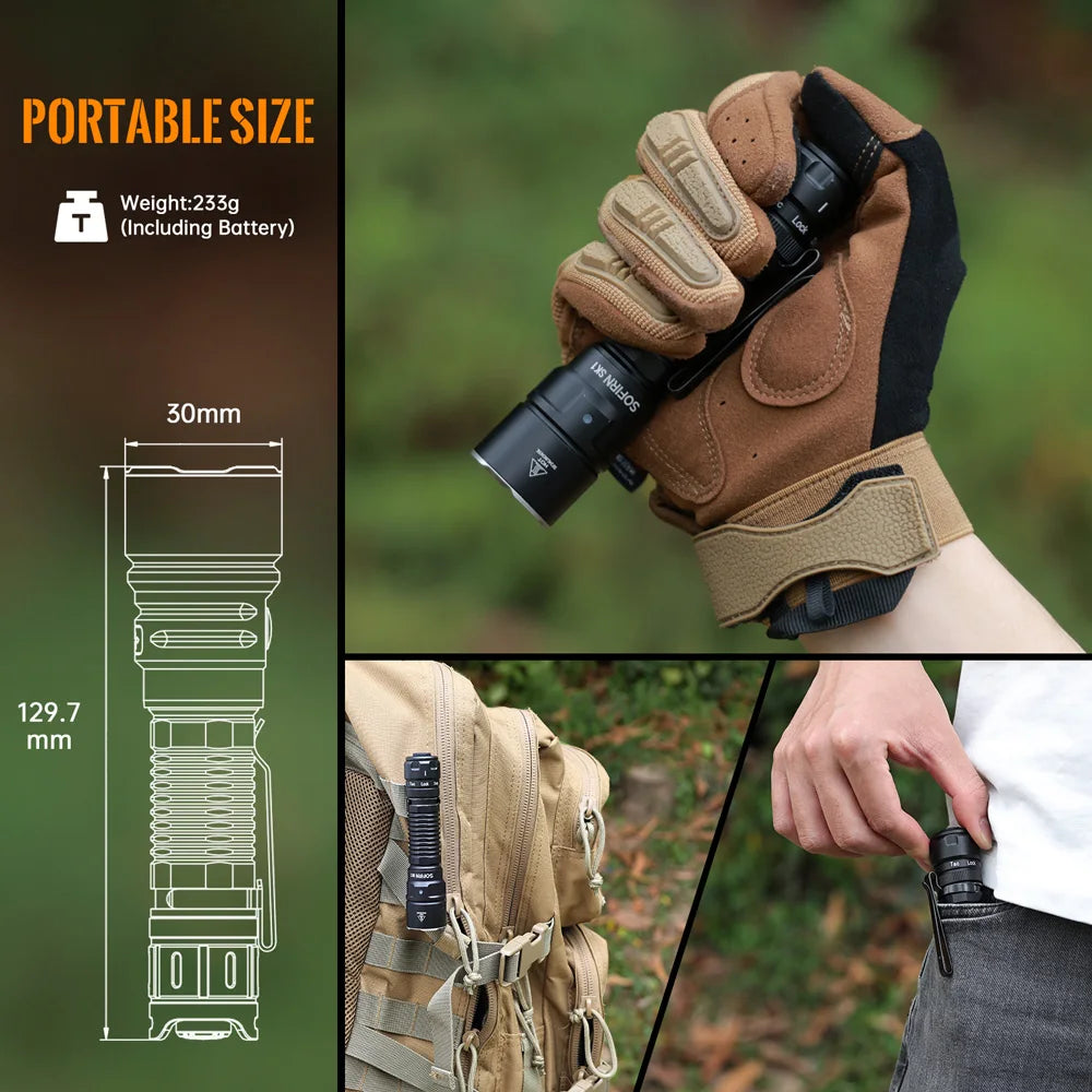 SOFIRN SK1 Rotary Switch Flashlight - 1300 Lumen Hunting Torch with Dual Operation Modes