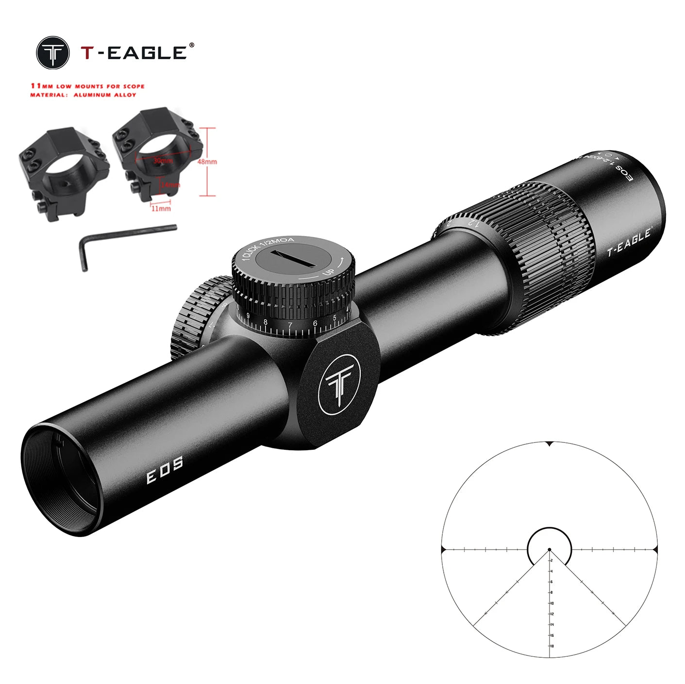 T-EAGLE EOS 1.2-6×24 WA Tactical LPVO Rifle Scope - Wide Angle Variable Optic for Close-Range Precision