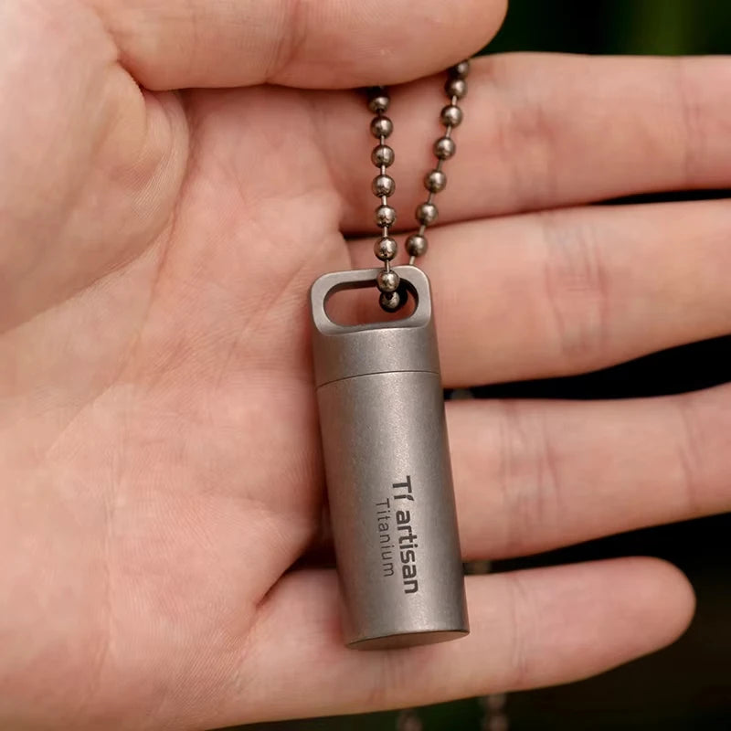 TIARTISAN Titanium Mini EDC Waterproof Pill Box for Outdoor and Home Use