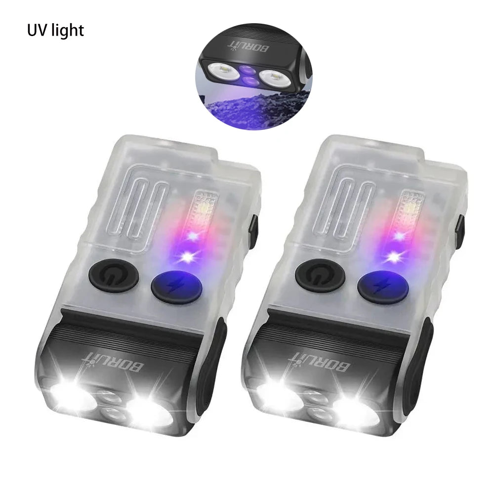 BORUIT V20-1 USB-C Flashlight 1000lm UV Light 180° Rotating EDC Torch with Magnet