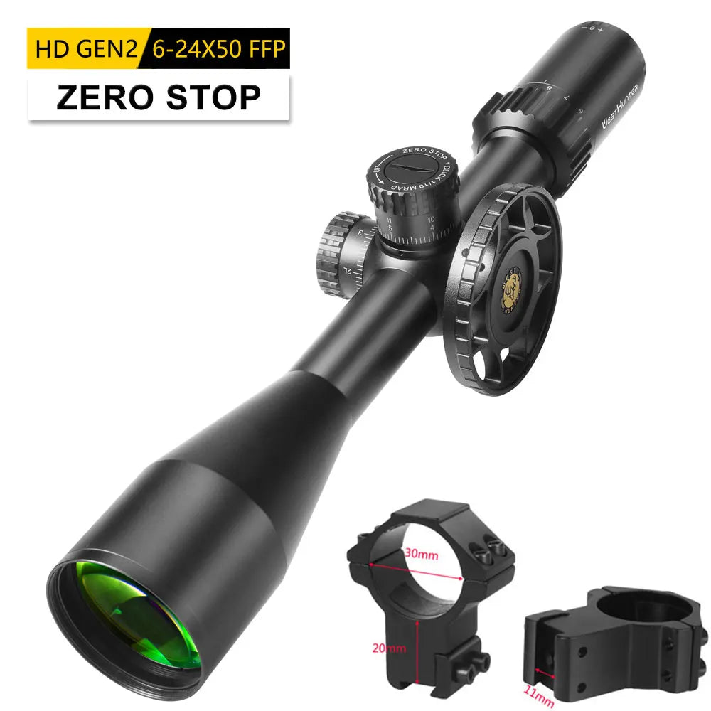 WESTHUNTER HD Gen2 6-24x50 FFP Riflescope – Long Range Scope with Zero Reset/Stop