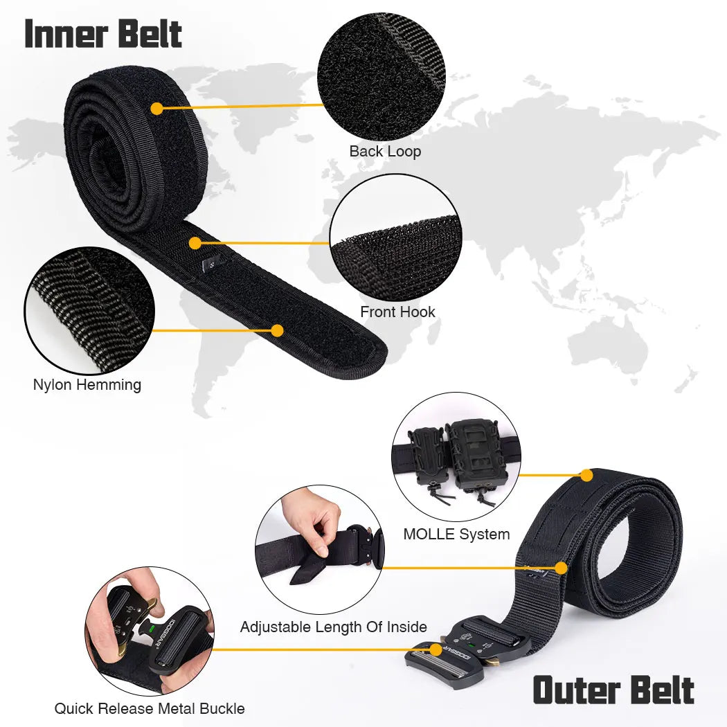 IDOGEAR 2-Inch Quick Release Belt - Black MOLLE Hunting Belt System for NZ Expeditions