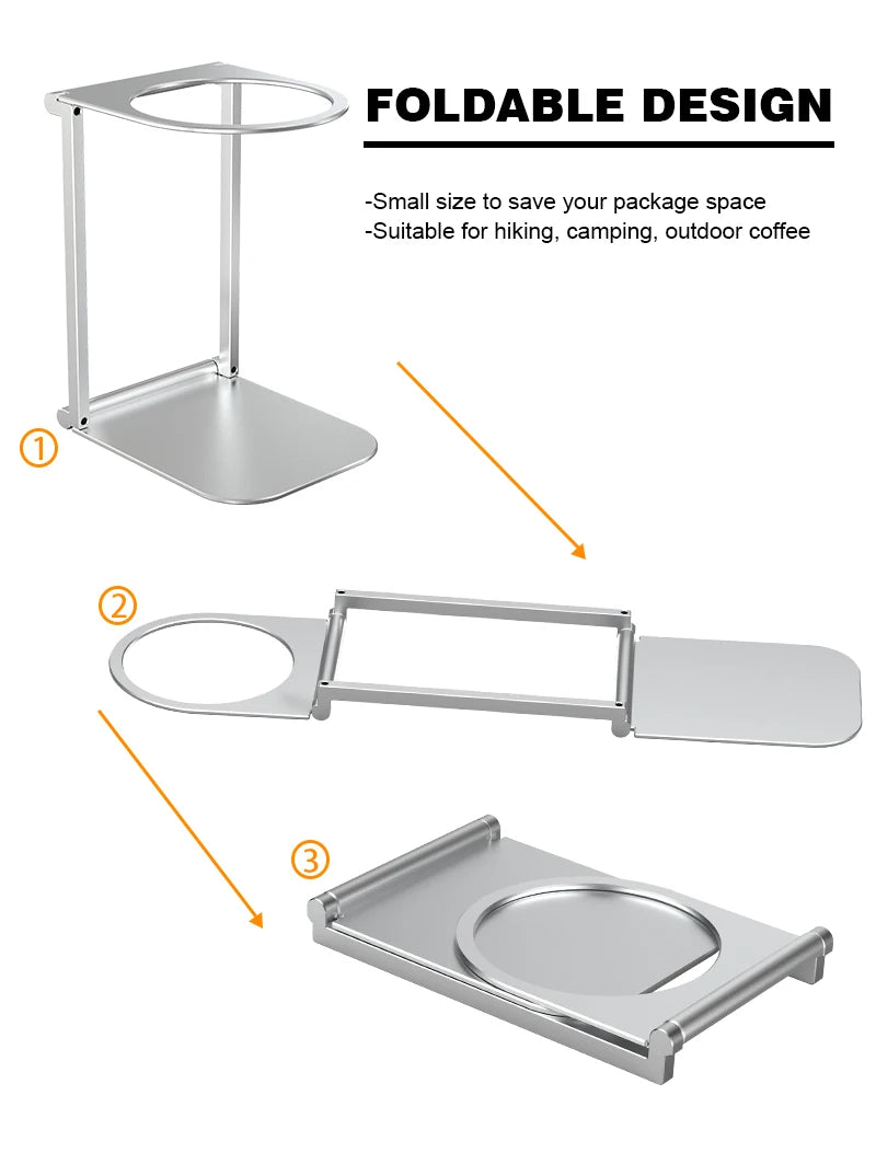 DENOKIN Foldable Coffee Drip Holder – Aluminium Alloy Support Stand for Portable Espresso Machines