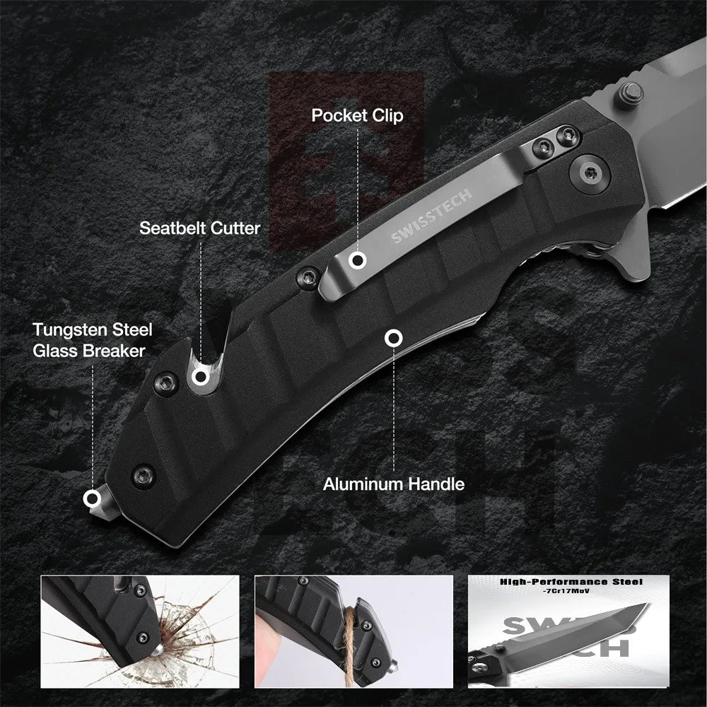 SWISS TECH Folding Pocket Knife 20.6cm Stainless Steel Outdoor Camping Tool