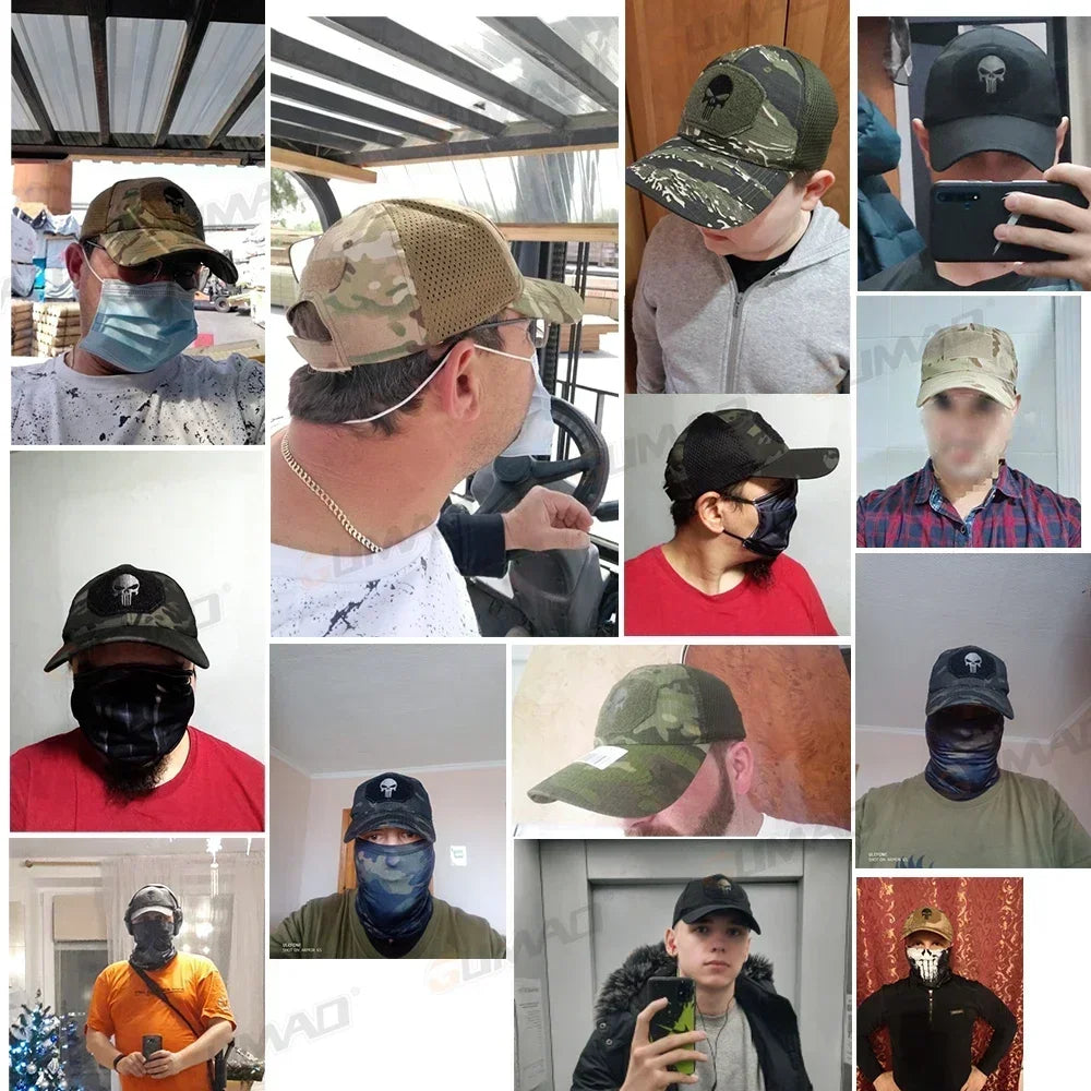 GUMAO Tactical Camouflage Baseball Cap Adjustable Mesh Hat
