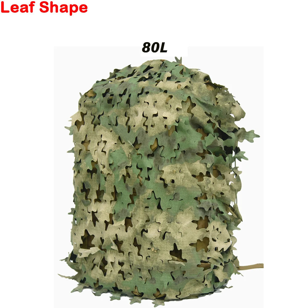 3D Camo Net Backpack Cover – Laser Cut Camouflage for Hunting & Paintball (60L/80L)