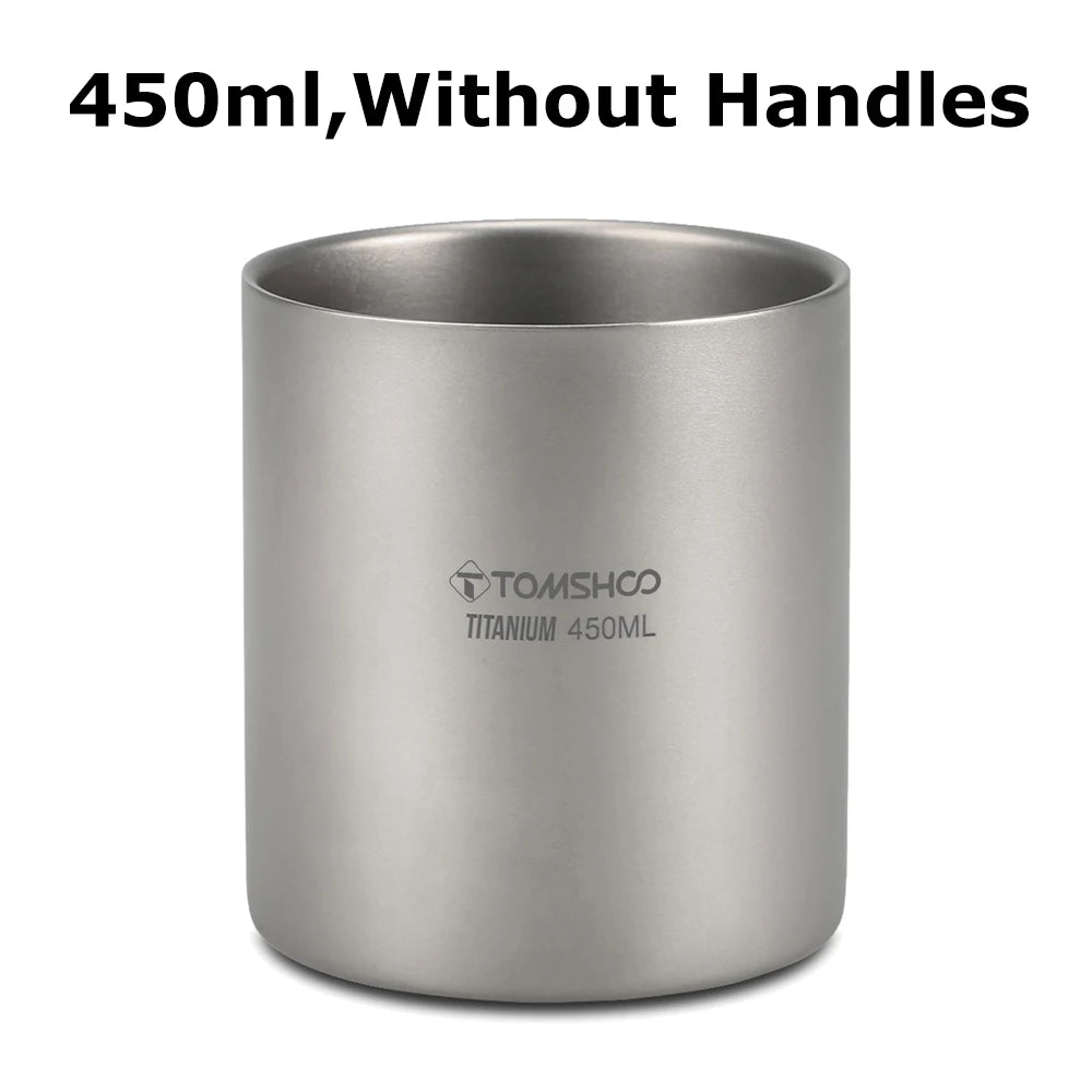 TOMSHOO Double-Wall Titanium Cup – Insulated Water & Coffee Mug for Camping & Home