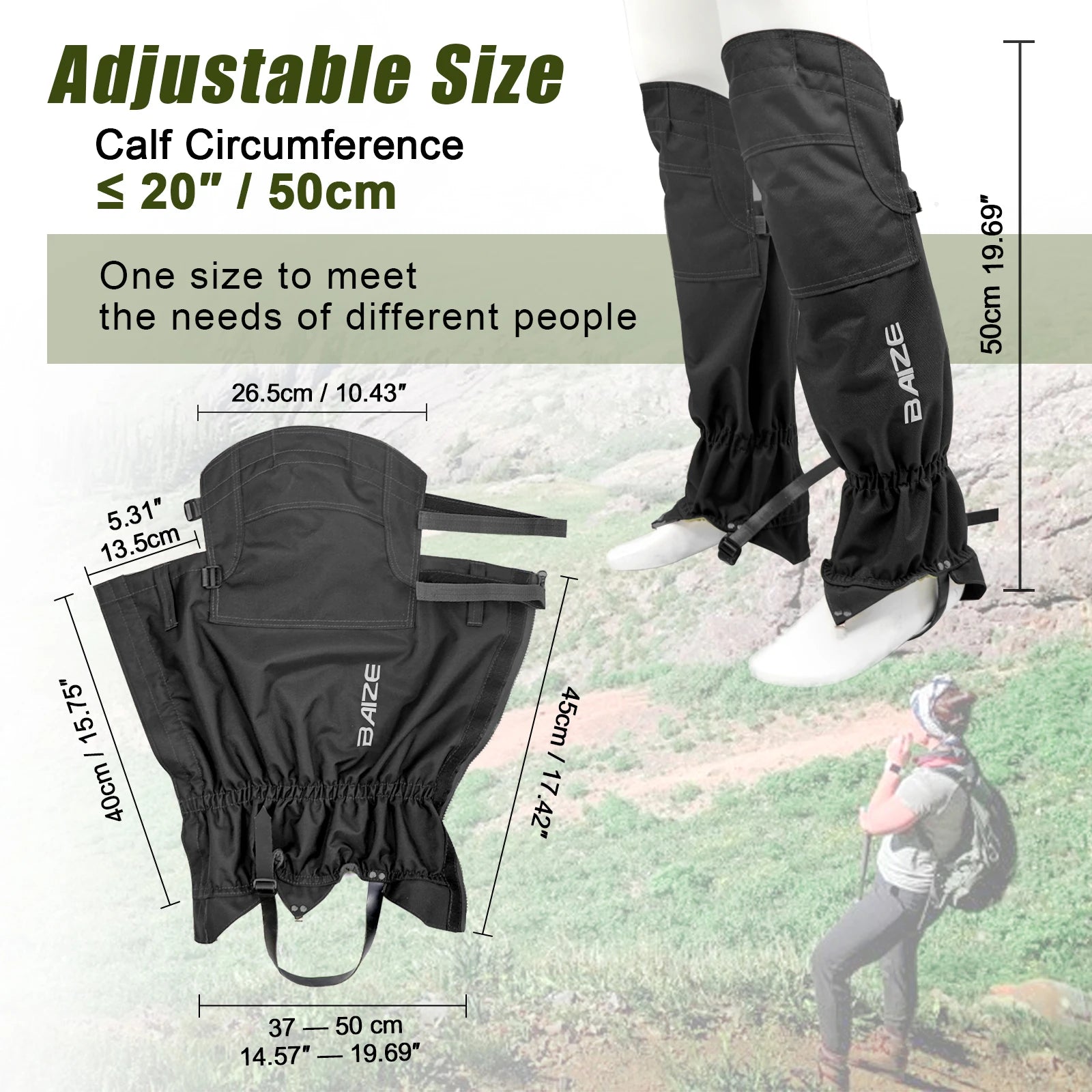 BZTAC Tactical Hunting Leg Gaiters – Waterproof High Knee Protection for Outdoor Hiking