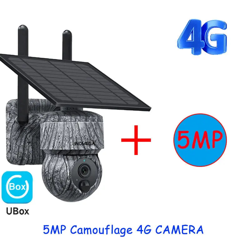 INQMEGA 5MP 4MP Solar PTZ Security Camera – Wireless 4G WiFi CCTV with Two-Way Audio