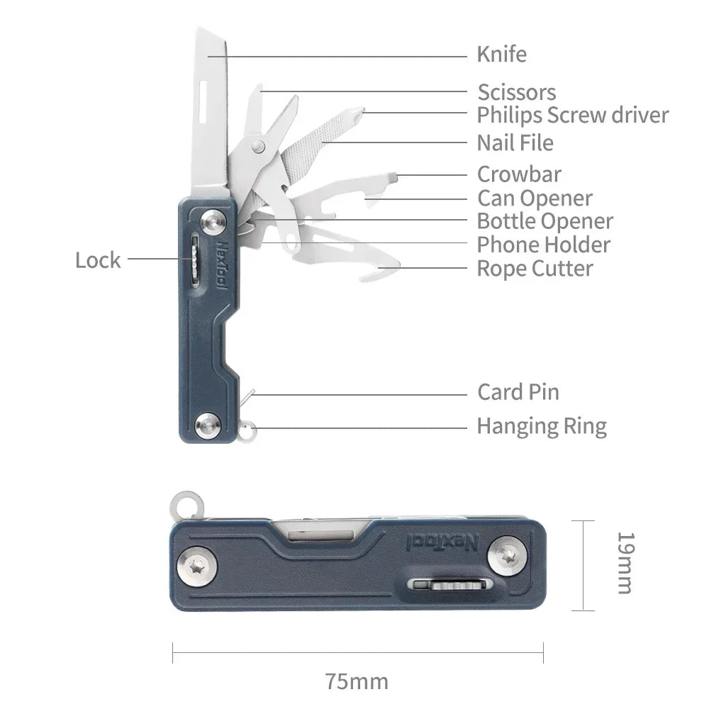 NEXTOOL 10-in-1 Folding Knife EDC Multitool with Scissors and Screwdrivers