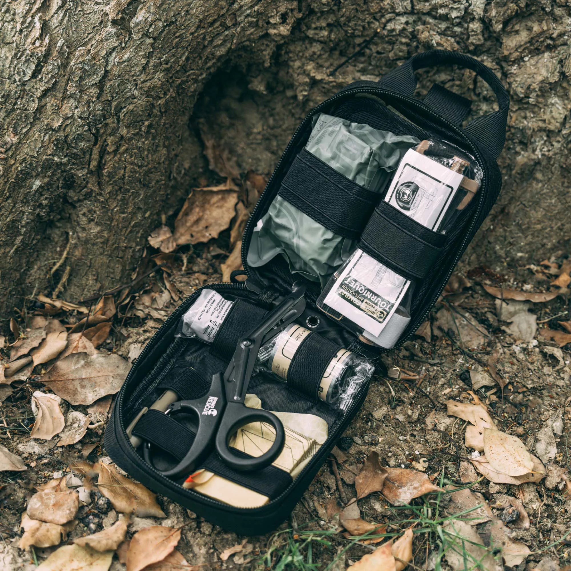 RHINO RESCUE EDC IFAK Survival Trauma Kit – Tactical First Aid Pouch for Camping & Hiking