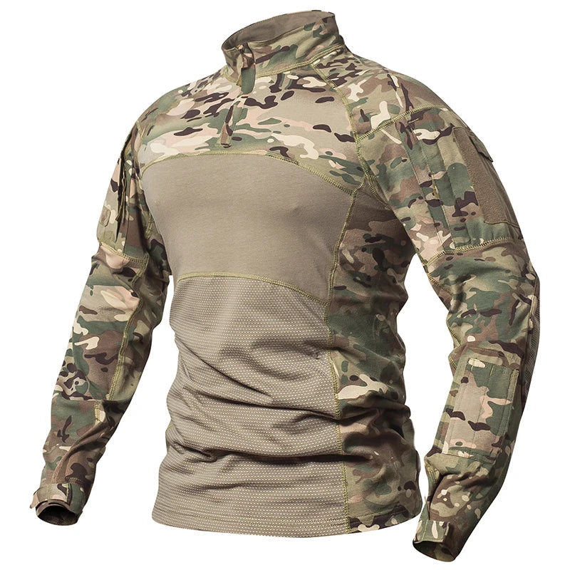 REFIRE GEAR Men's Camouflage Hunting Shirt - Stretch Cotton 1/4 Zip Base Layer for NZ Outdoor Adventures