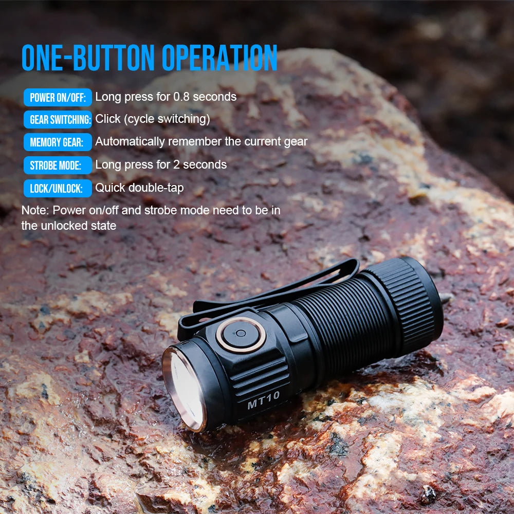 TRUSTFIRE MT10 Mini EDC Flashlight – 1000 Lumens, USB-C Rechargeable, Magnetic Tail, IP68