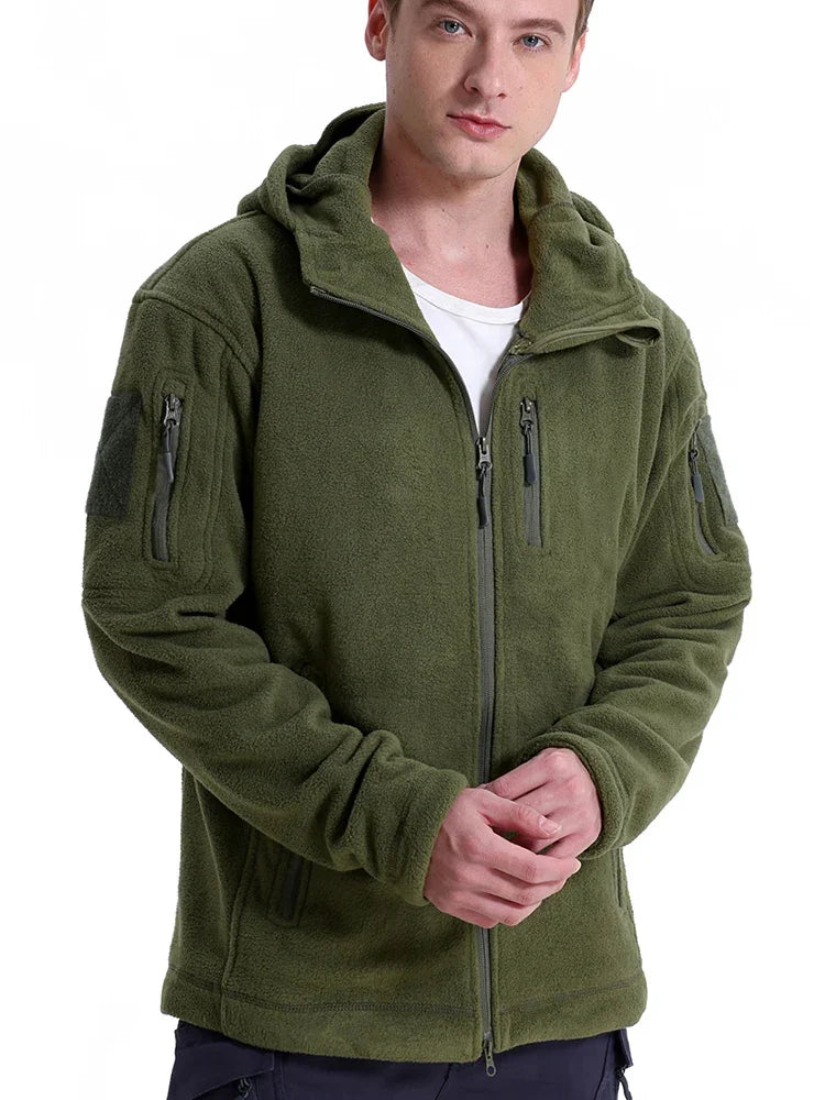 REFIRE GEAR Men's Hunting Fleece Jacket - Multi-Pocket Winter Outdoor Hoodie for NZ Expeditions