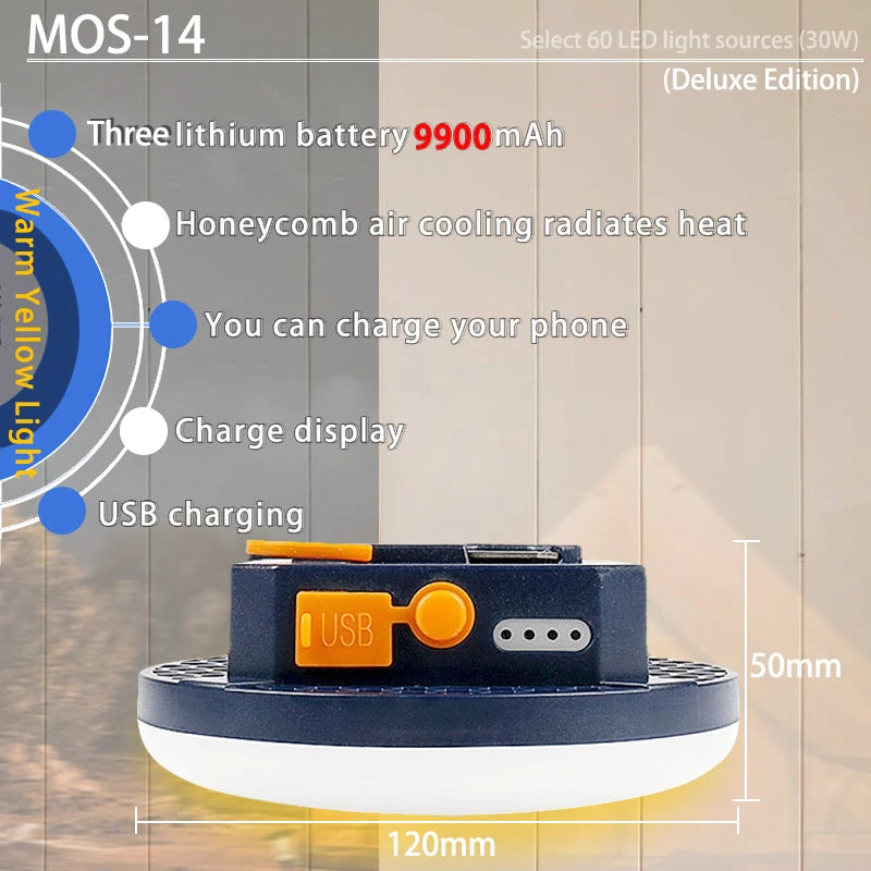 MOSLIGHTING Rechargeable Camping Lantern - Multi-Model LED Light with 15600mAh Battery