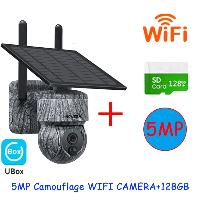 INQMEGA 5MP 4MP Solar PTZ Security Camera – Wireless 4G WiFi CCTV with Two-Way Audio